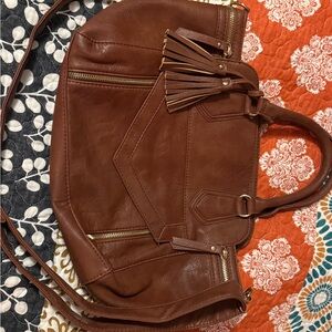 Black Rivet Brown Leather Shoulder Bag